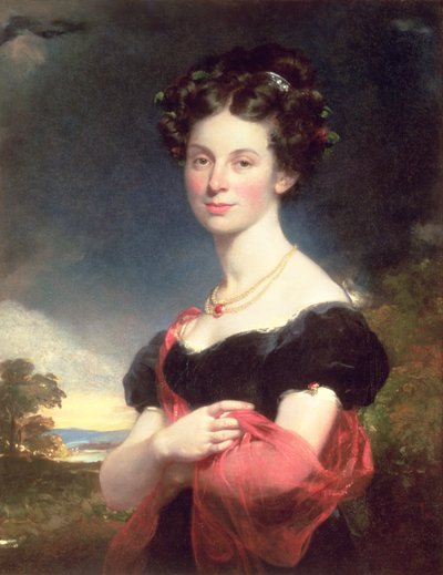 1825年の黒いドレスを着た女性の肖像 作： William Beechey